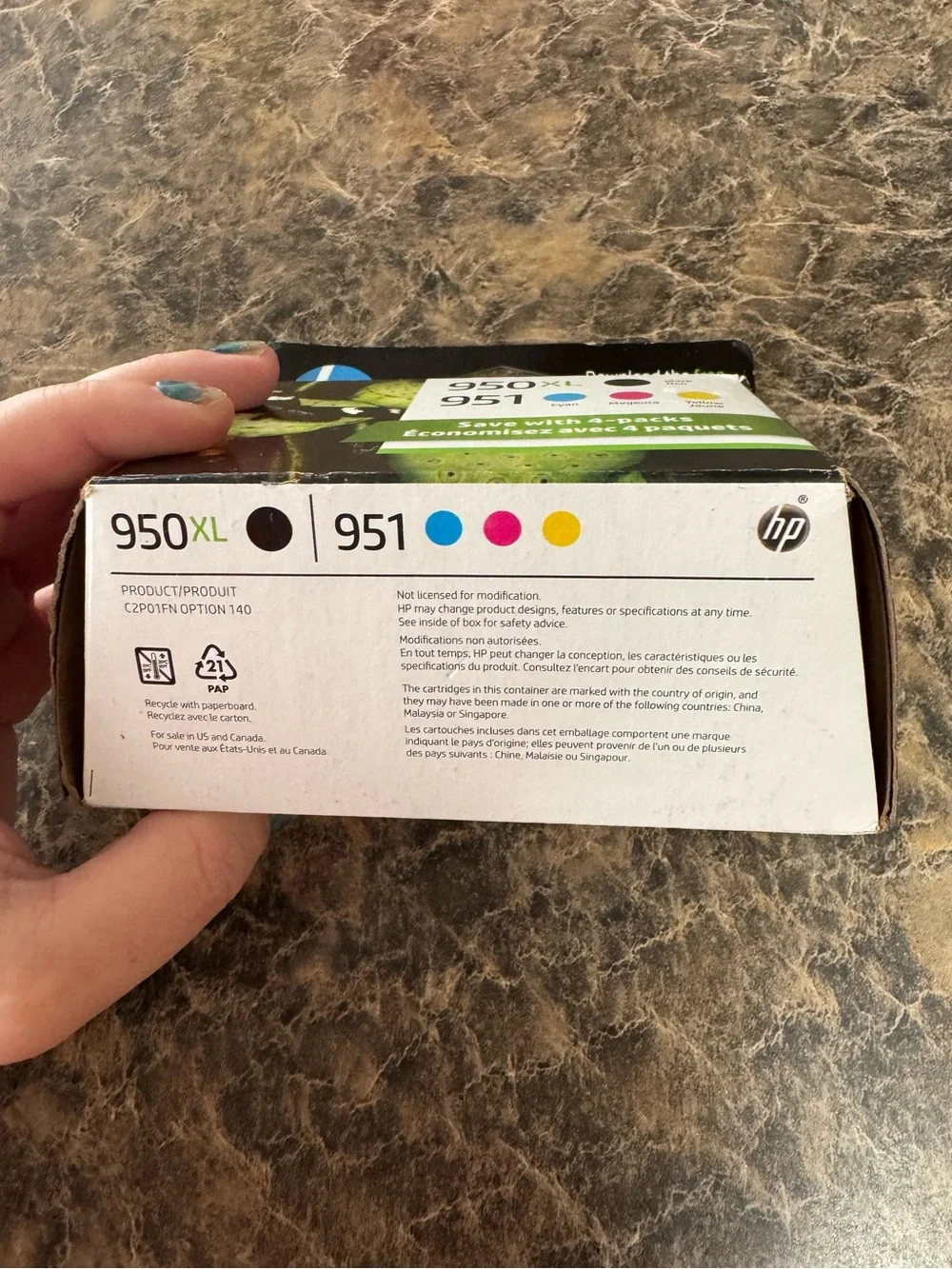 4-PACK HP GENUINE 950XL BLACK & 951 COLOR INK C2P01FN SEALED BOX 12/23 EXP